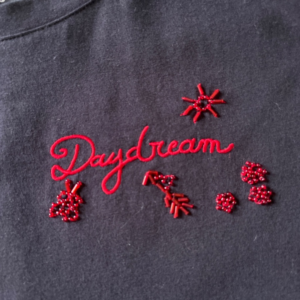 The Kooples Daydream Beaded Embroidered Black Tee